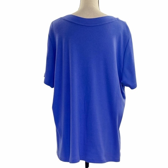 ST, John's Bay Blue Floral Graphic Print Short Sleeve V-Neck T-Shirt - Picture 5 of 10